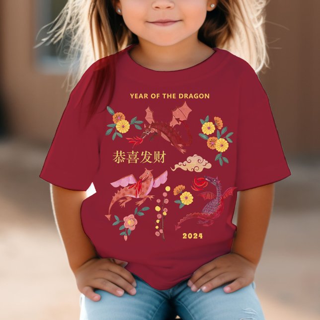 Chinesischer Mondneujahrs des Drachenroten T-Shirt (Chinese Red Lunar New Year Party T-Shirt)