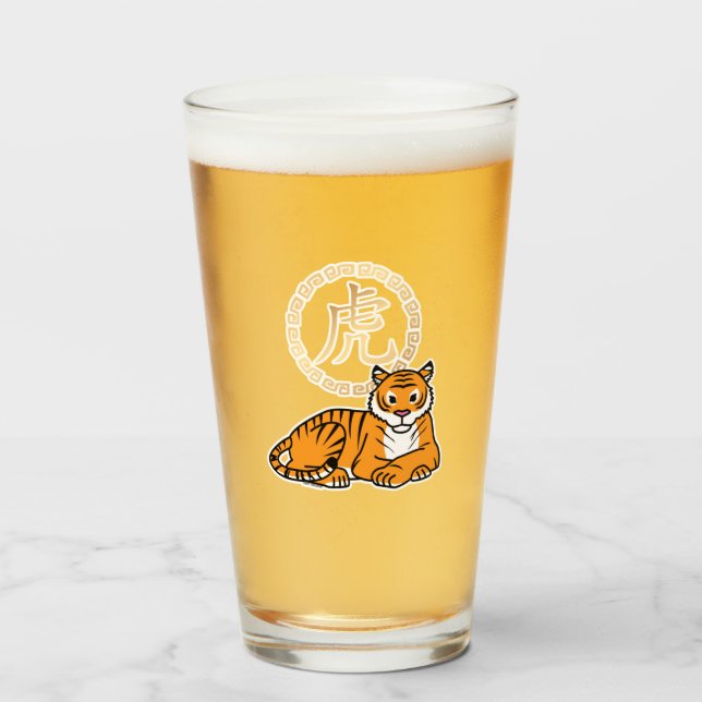 Chinesischer Montag Neujahr Tiger Zodiac Glück Glas (Vorne (Gefüllt))