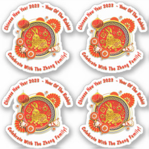 Chinesischer Name Neujahr 2023 Jahr des Kaninchens Aufkleber