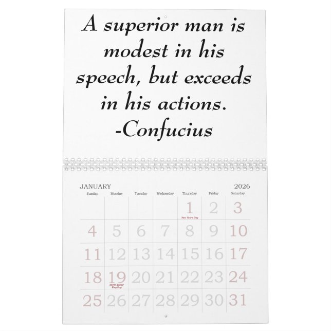 Chinesischer neues Jahr Konfuzianerkalender Kalender (Jan 2026)