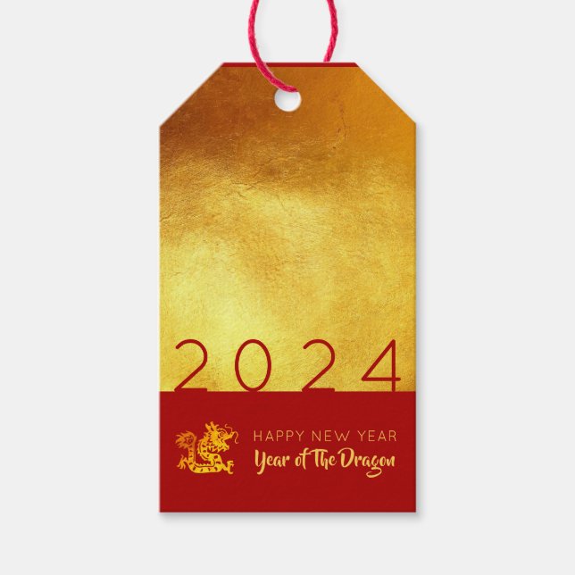 Chinesischer Neujahrdrache 2024 Red Gold GT Geschenkanhänger (Vorderseite)