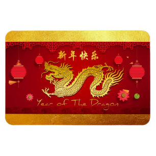 Chinesischer Neujahrdrache 2024 Stilisierte Latern Magnet