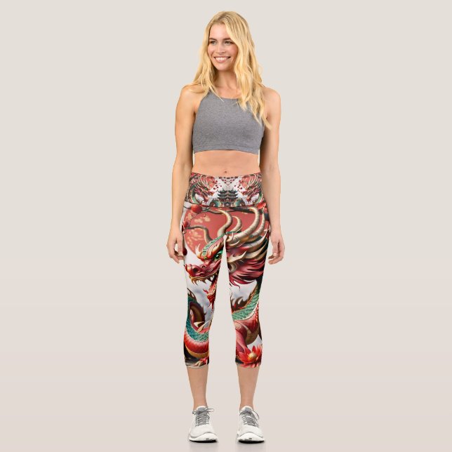Chinesischer Neujahrdrache 2024 Zodiac Birthday Le Capri Leggings (Vorderseite)