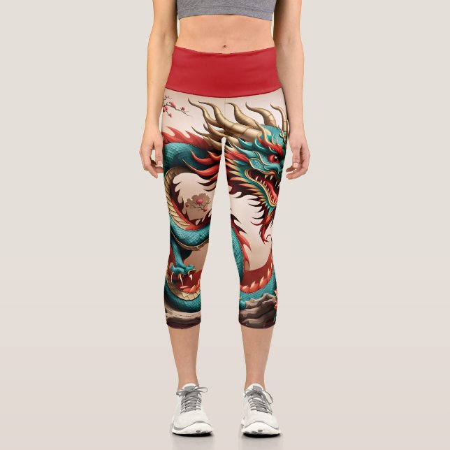 Chinesischer Neujahrdrache 2024 Zodiac Birthday Le Capri Leggings (Vorderseite)