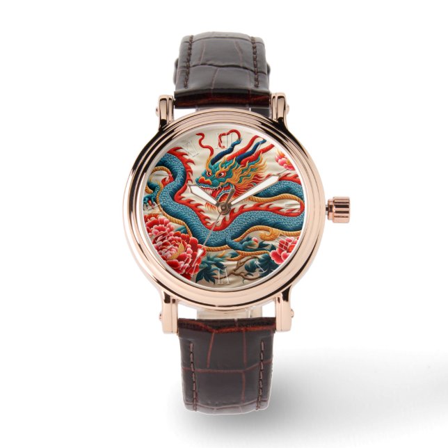 Chinesischer Neujahrdrache Zodiac Birthday Armbanduhr (Vorderseite)