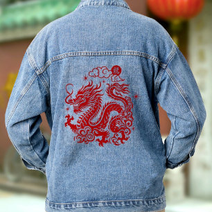 Chinesischer Neujahrsdrache 2024 Fett Red Modern Jeansjacke