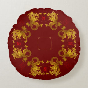 Chinesischer Neujahrsdrache 2024 mit 8 Drachen pro Rundes Kissen