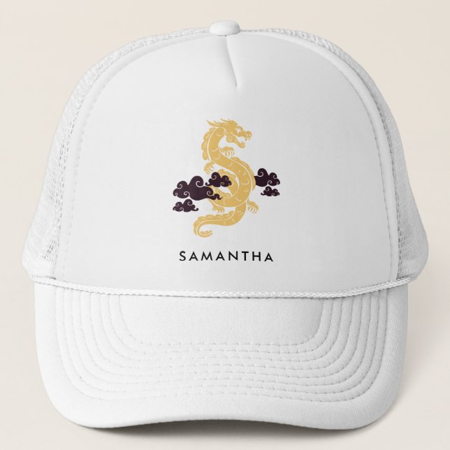 Chinesischer Neujahrsdrache 2024 Personalisiert Truckerkappe (Vorderseite)