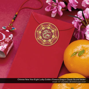 Chinesischer Neujahrsdrache Acht glückliche Golden Runder Aufkleber