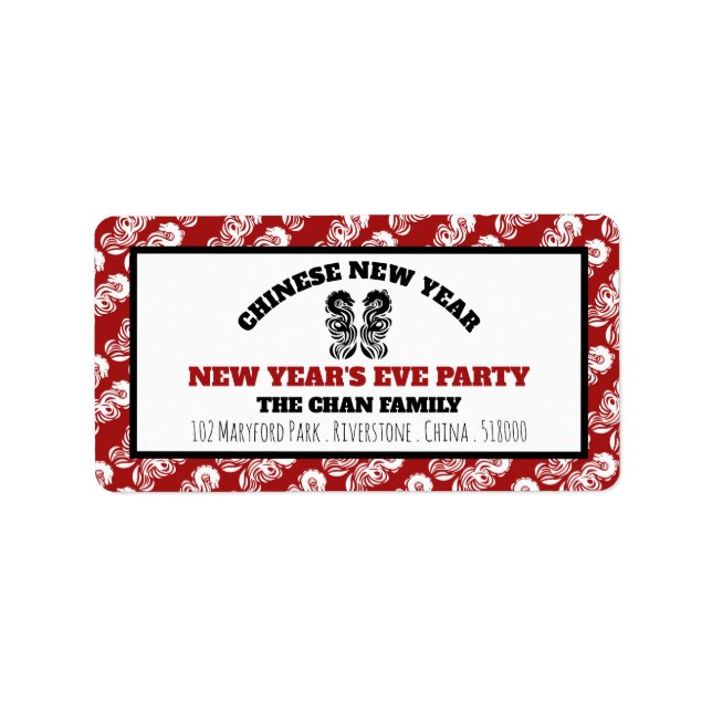 Chinesischer Neujahrsdrache Adressaufkleber (Vorne)