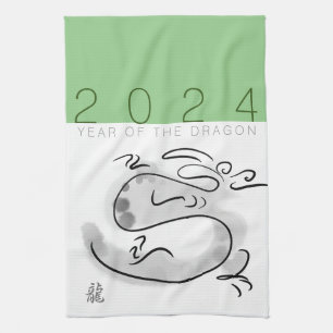 Chinesischer Neujahrsdrache Originalmalerei KT2 Geschirrtuch