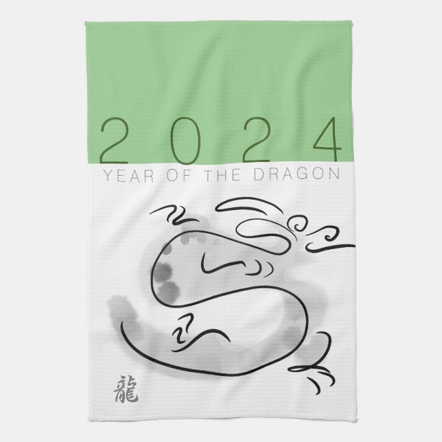 Chinesischer Neujahrsdrache Originalmalerei KT2 Geschirrtuch (Vertikal)