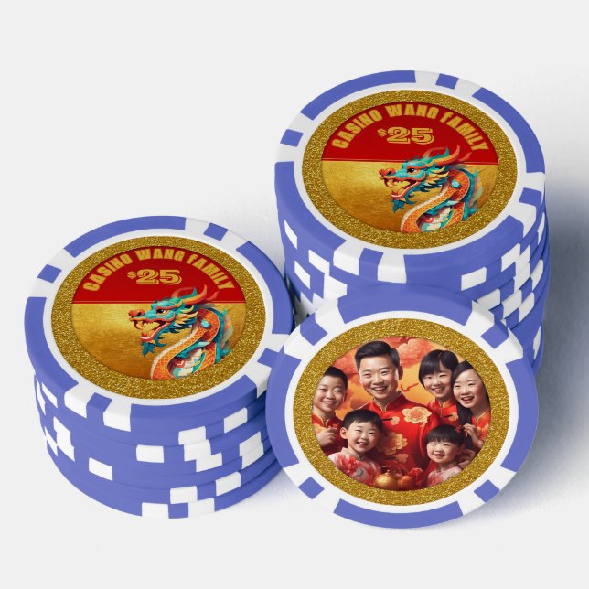 Chinesischer Neujahrsdrache personalisiertes Foto  Pokerchips (Stapel)