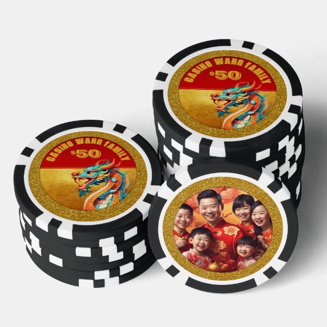 Chinesischer Neujahrsdrache personalisiertes Foto  Pokerchips (Stapel)