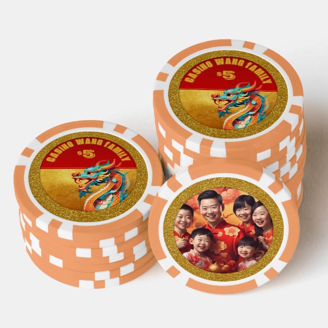 Chinesischer Neujahrsdrache personalisiertes Foto  Pokerchips (Stapel)