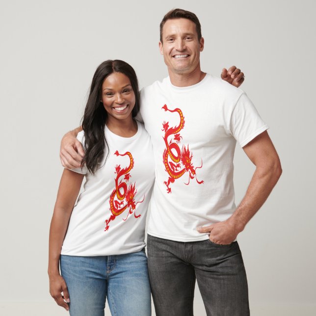 Chinesischer Neujahrsroter Drache T-Shirt (Unisex)