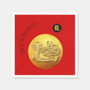Chinesischer Neujahrsroter Goldener Drache 2024 PN Serviette