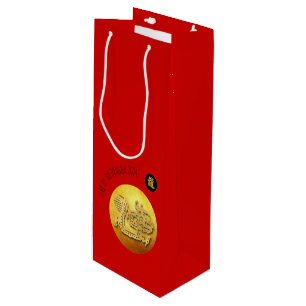 Chinesischer Neujahrsroter Goldener Drache 2024 WG Geschenktüte Für Weinflaschen