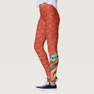 Chinesischer New Year Dragon dekoriert Muster L Leggings