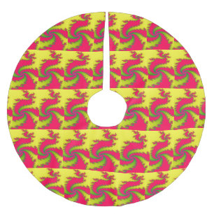 Chinesischer New Year Dragon Fraktal Tree Skirt Polyester Weihnachtsbaumdecke