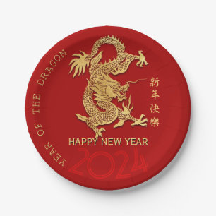 Chinesischer New Year Dragon Papier geschnitten Fa Pappteller