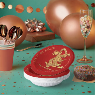 Chinesischer New Year Dragon Papier geschnitten Fa Pappteller