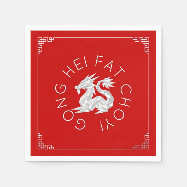 Chinesischer New Year Origami Dragon Napkins Serviette (Vorderseite)