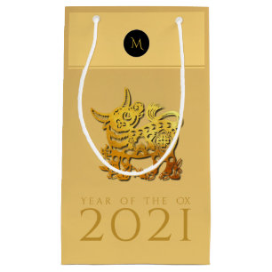 Chinesischer OX-Jahr 2021 Elegant Monogram SGB Kleine Geschenktüte