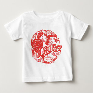 Chinesischer Papercut Rooster Year Baby T Baby T-shirt