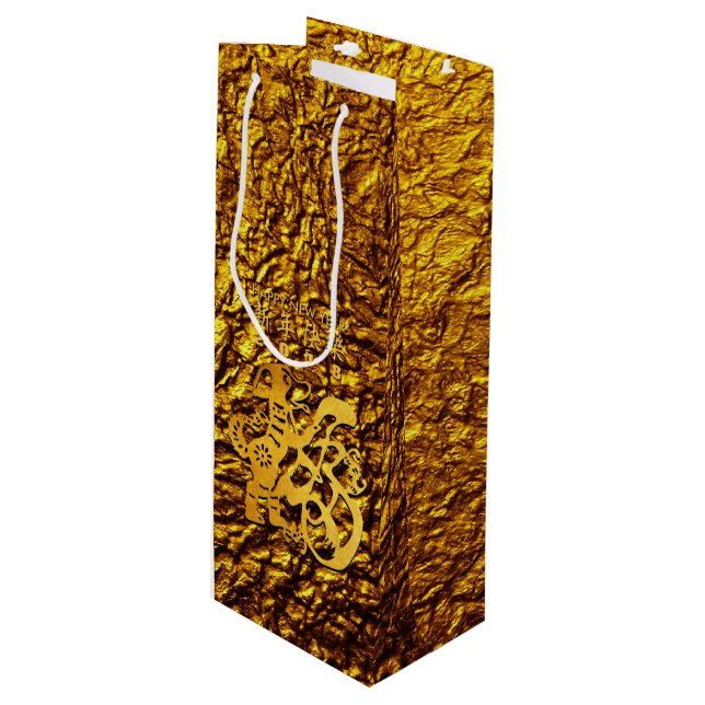 Chinesischer Paperschnitt Weinbeutel Geschenktüte Für Weinflaschen (Vorderseite Schrägansicht)