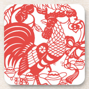 Chinesischer Papierschnitt - Jahr 2017 Untersetzer