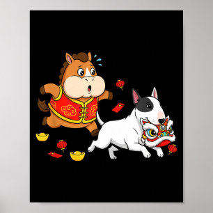 Chinesischer Pferd Bull Terrier Kinder Männer Frau Poster