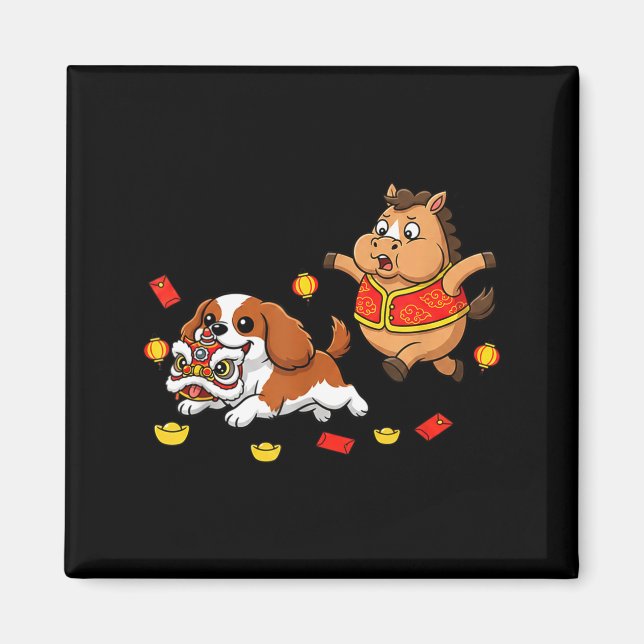 Chinesischer Pferd Cavalier King Charles Spaniel G Magnet (Vorne)
