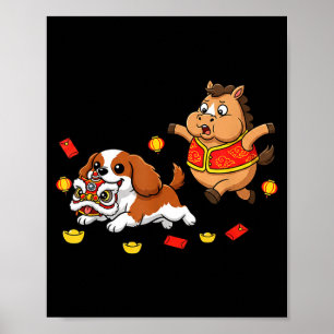 Chinesischer Pferd Cavalier King Charles Spaniel G Poster