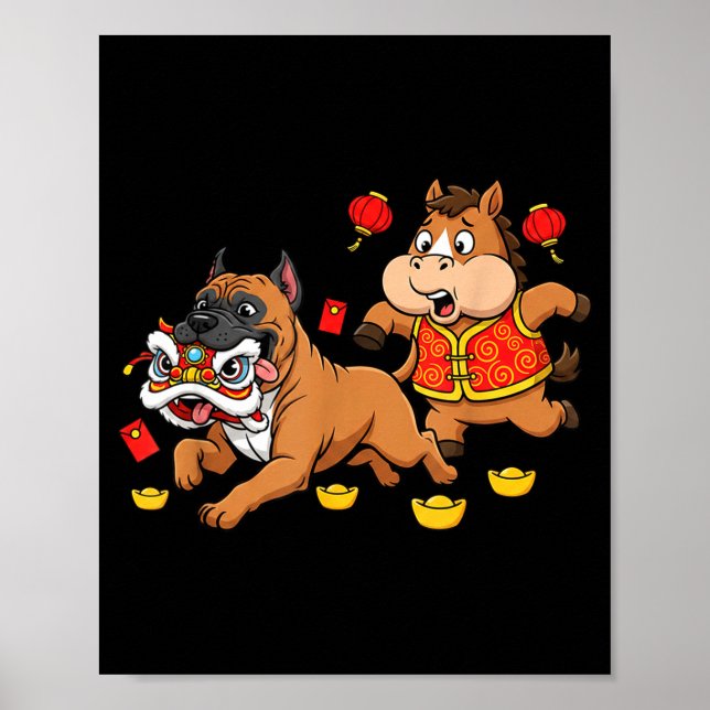 Chinesischer Pferde-Stock Corso Kinder Männer Frau Poster (Vorne)