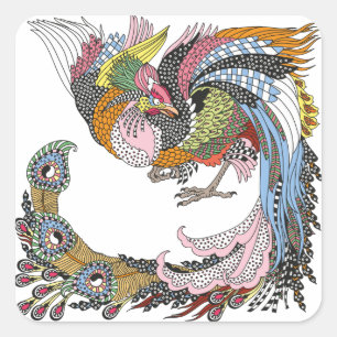 Chinesischer Phönix oder Feng Huang Square Sticker
