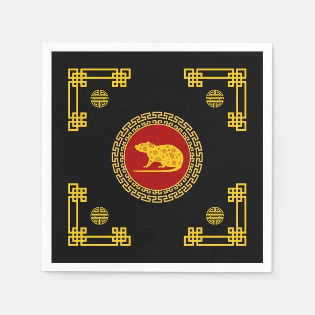 Chinesischer Rattenzauber Serviette (Vorderseite)