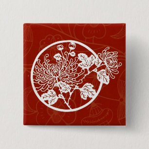 Chinesischer roter Chrysantheme-Ruhm Button