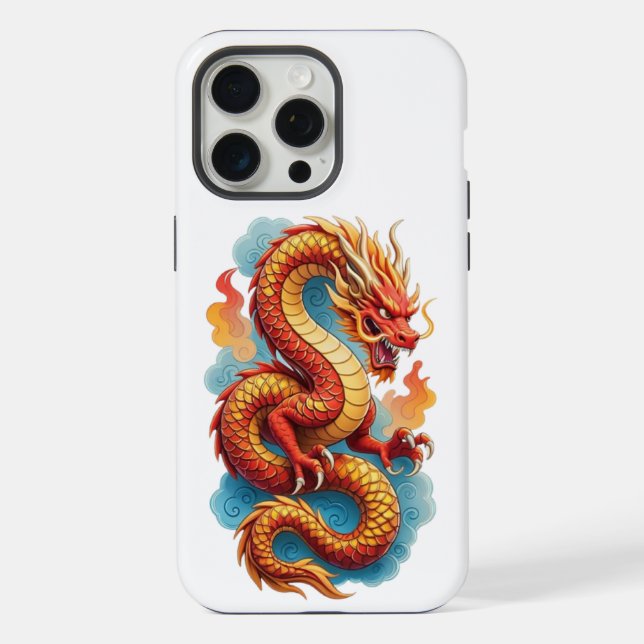 Chinesischer roter Drache feurige Illustration-675 iPhone Hülle (Rückseite)