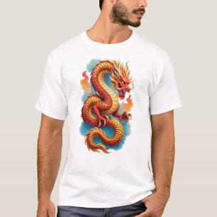 Chinesischer roter Drache feurige Illustration-675 T-Shirt