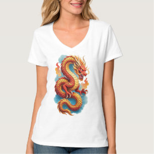 Chinesischer roter Drache feurige Illustration-675 T-Shirt