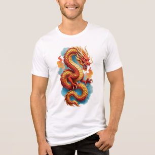 Chinesischer roter Drache feurige Illustration-675 Tri-Blend Shirt