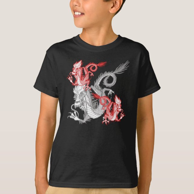 Chinesischer roter Drache K T-Shirt (Vorderseite)