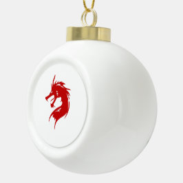 Chinesischer Roter Drache Keramik Kugel-Ornament