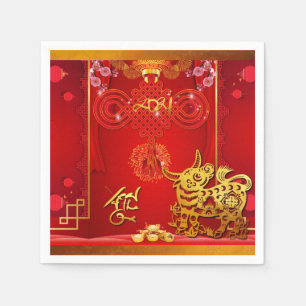 Chinesischer Roter Knoten Ox Jahr 2021 PN Serviette