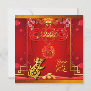 Chinesischer Roter Rat Jahr 2020 Party Square I Save The Date