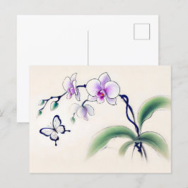 Chinesischer Schmetterling auf Orchid Postkarte