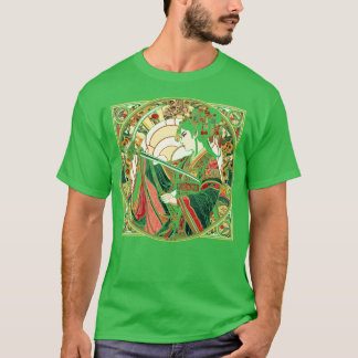 Chinesischer Schwertkämpfer Art Deco Mucha MashUp T-Shirt