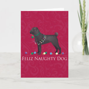 Chinesischer Shar Pei Feliz Naughty Dog Weihnachts Feiertagskarte