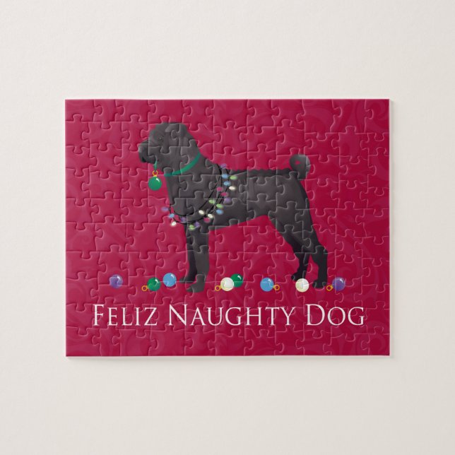 Chinesischer Shar Pei Feliz Naughty Dog Weihnachts Puzzle (Horizontal)